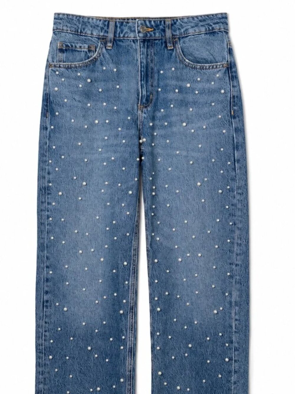 Zara Blue Wide-Leg Jeans with Silver Studs 🇨🇦 - Picture 1 of 11